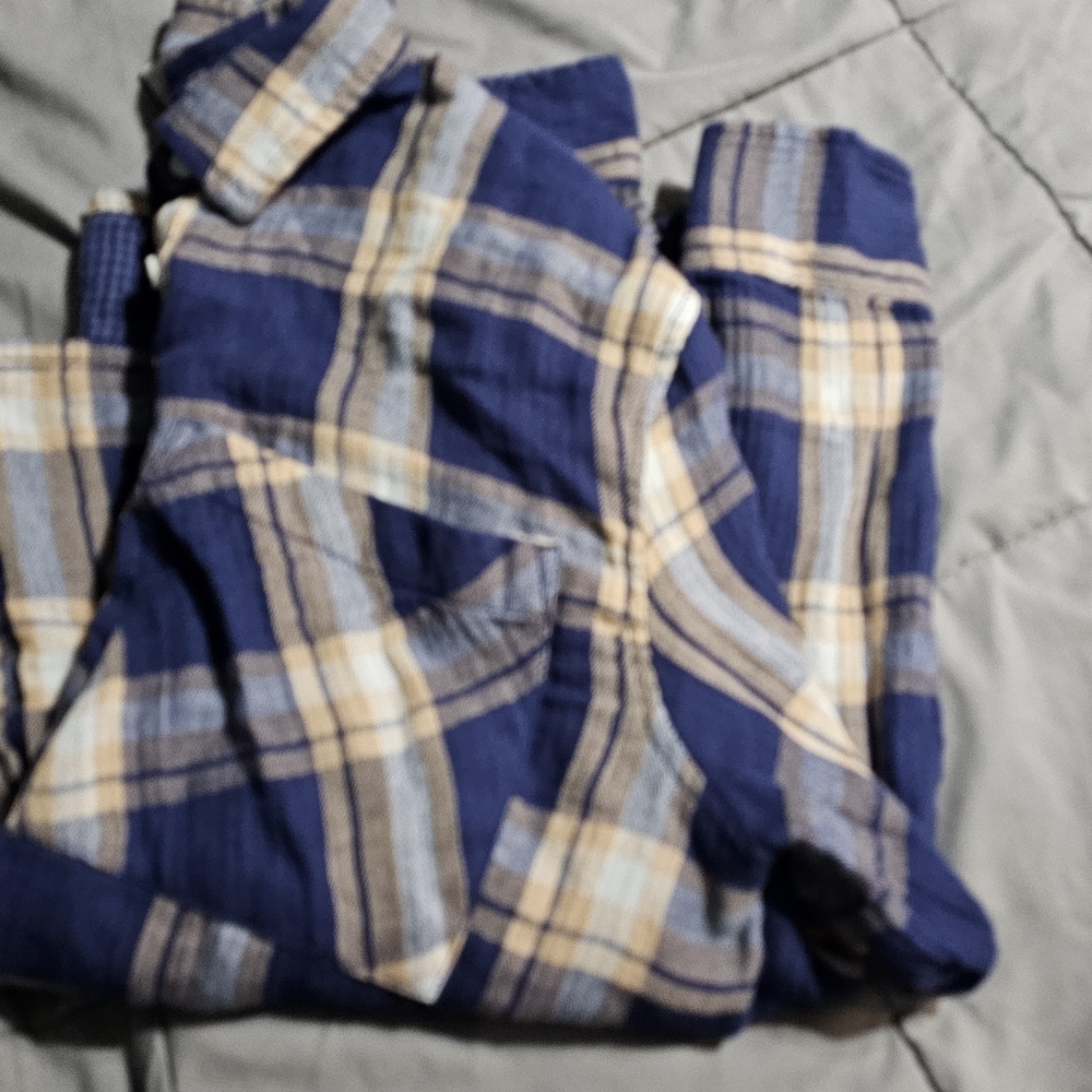 Aerie Navy and Beige Patterned Shirt